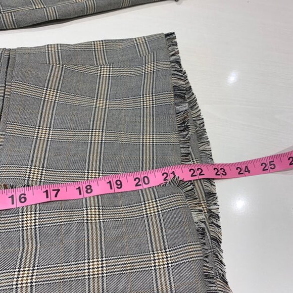 Lili Sidonio Fringe-Trim Plaid Blazer Grey Check - Women's Size XS - Picture 6 of 7